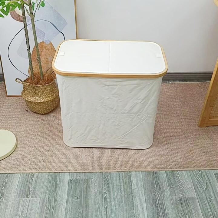 Elegant laundry basket with bamboo lid Bowlift
