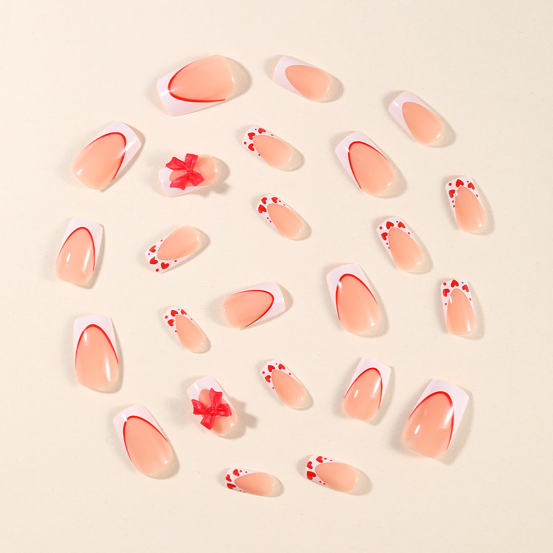 Romantic Heart-Accent Nail Art Extensions Bowlift