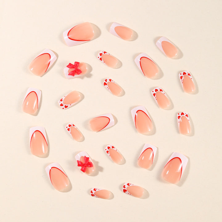 Romantic Heart-Accent Nail Art Extensions Bowlift