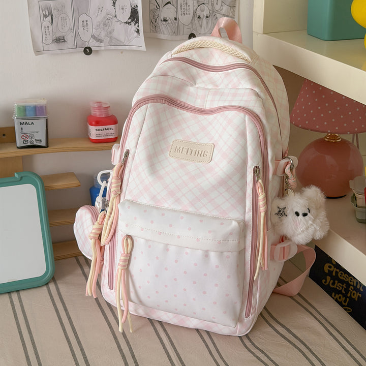 Stylish Checkerboard Patterned Backpack Bowlift