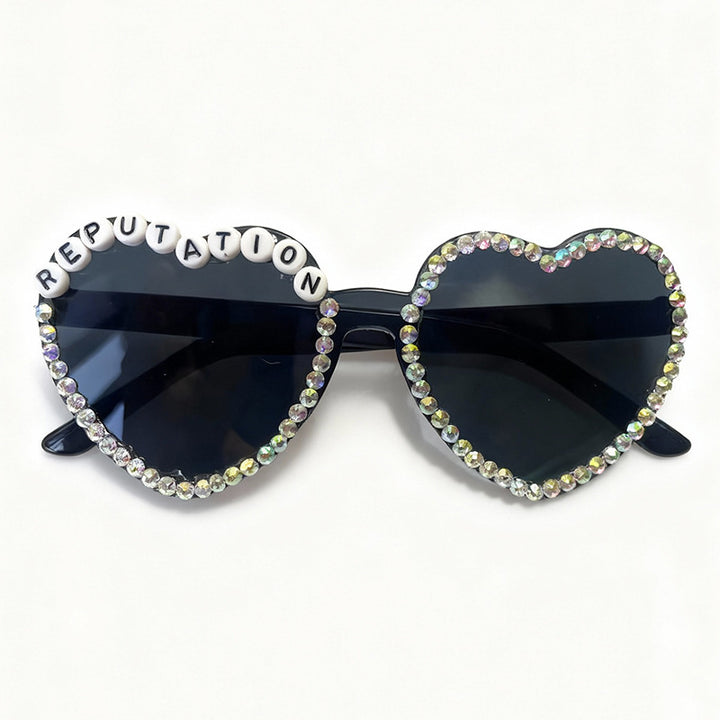 Heart-Shaped Rhinestone-Embellished Sunglasses Bowlift 1787141205