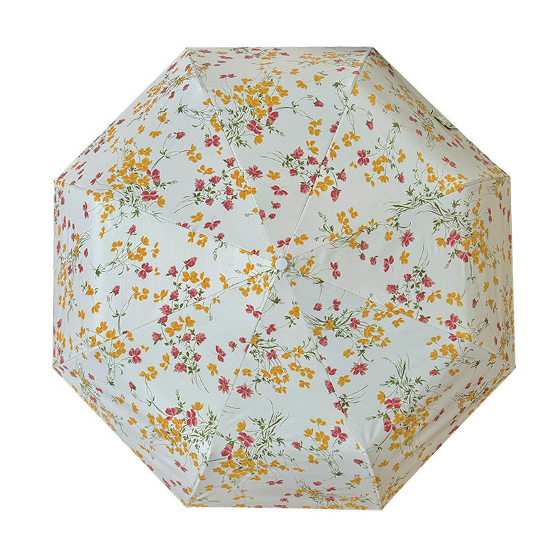 Women Foldable Sunshade with Flower Design Bowlift
