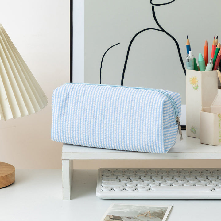 Striped Zippered Pencil Case Bag Bowlift