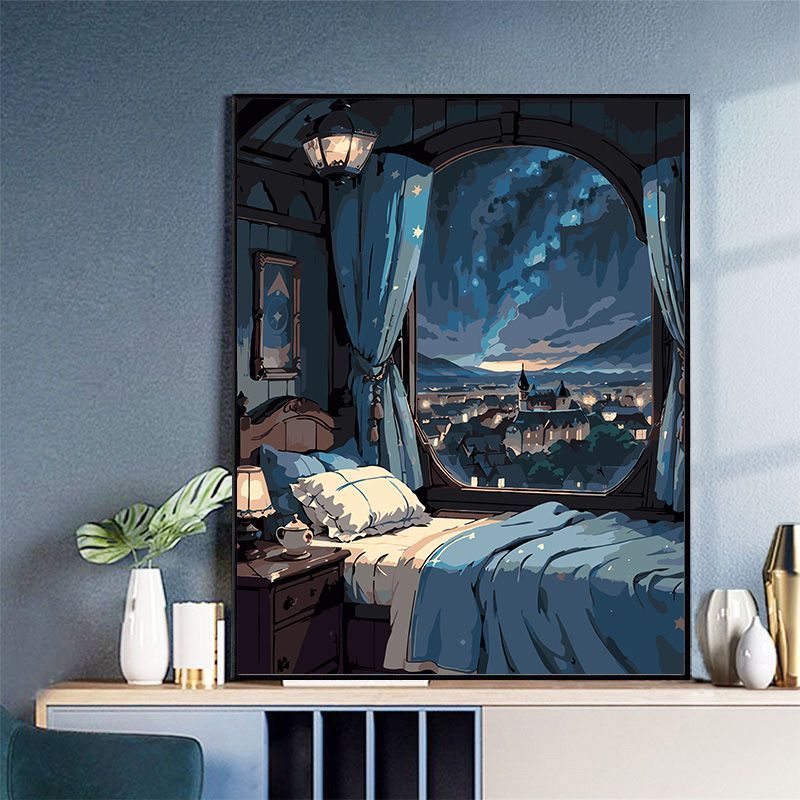 Cozy Bedroom Scene Canvas Art Print Bowlift