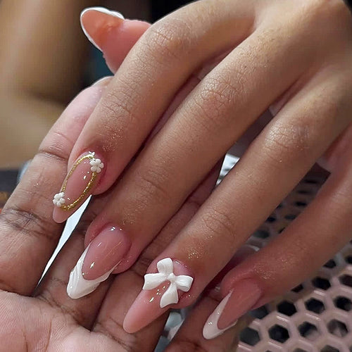 Elegant 3D Floral Press-On Nail Art Set Bowlift
