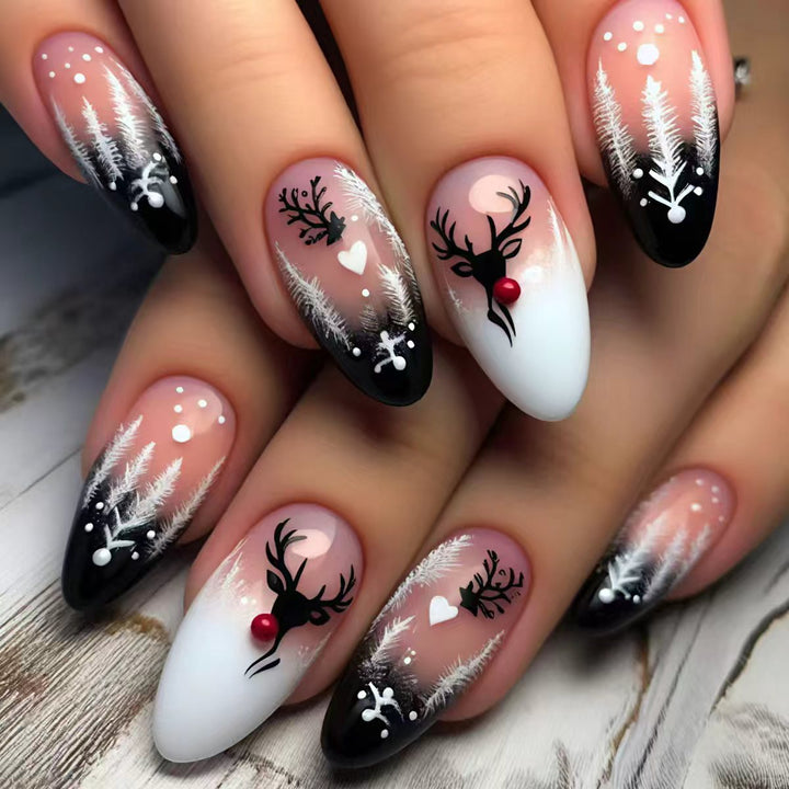 Artificial nails in festive reindeer design Bowlift