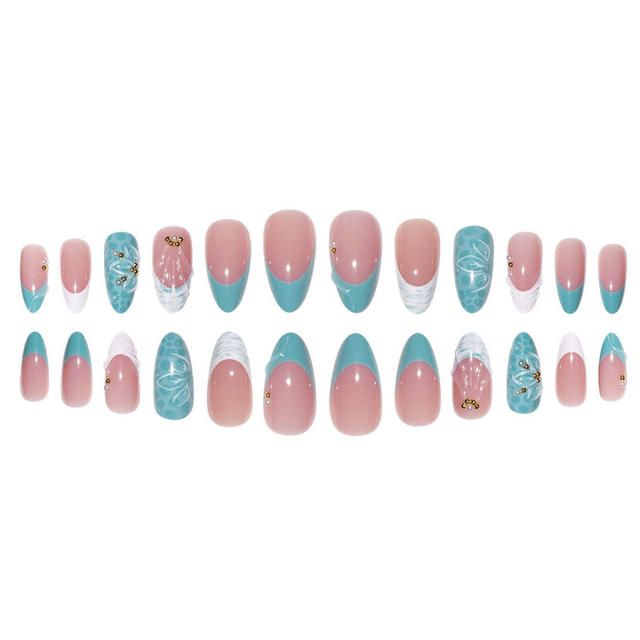 Decorative Floral Stiletto Press-On Nails Bowlift
