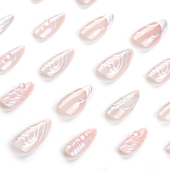 Artistic stiletto nails with holographic effects Bowlift