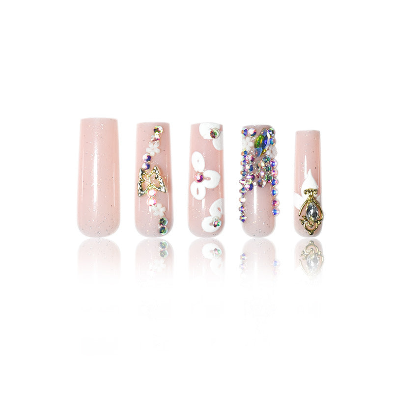 Floral Decorative Press-On Nail Extensions Bowlift