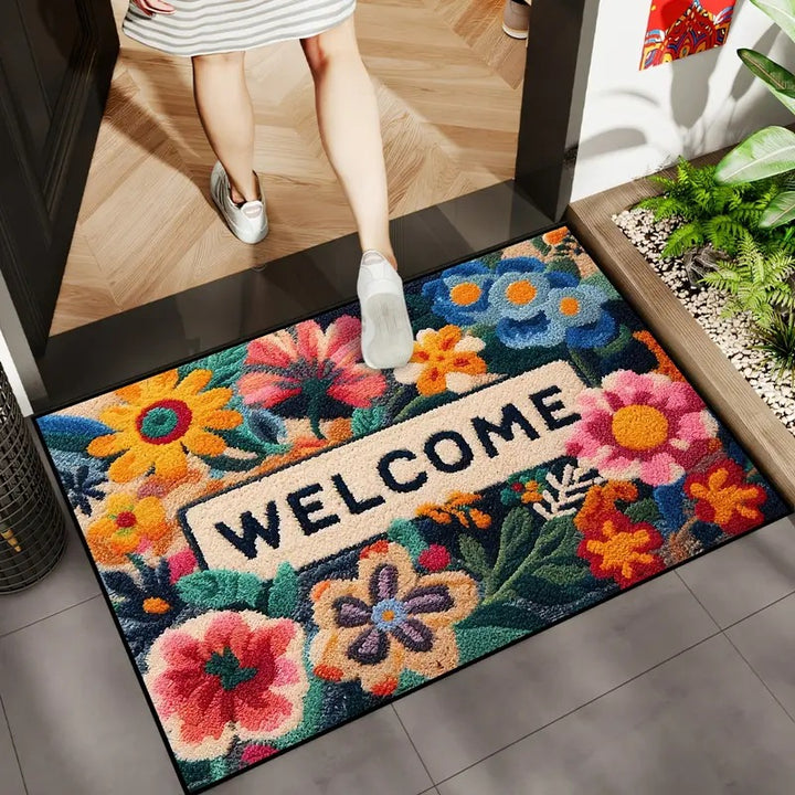 Floral Patterned Welcome Mat Bowlift