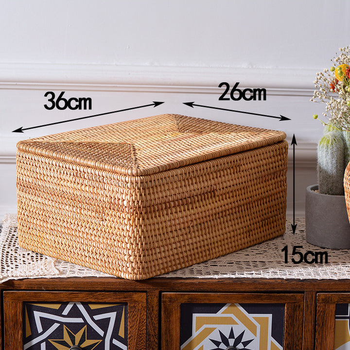 Women rectangular rattan storage basket Bowlift