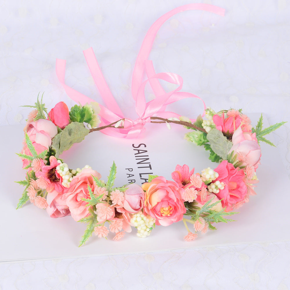 Handmade Romantic Artificial Flower Crown Headband for Bridal and Festival Bowlift