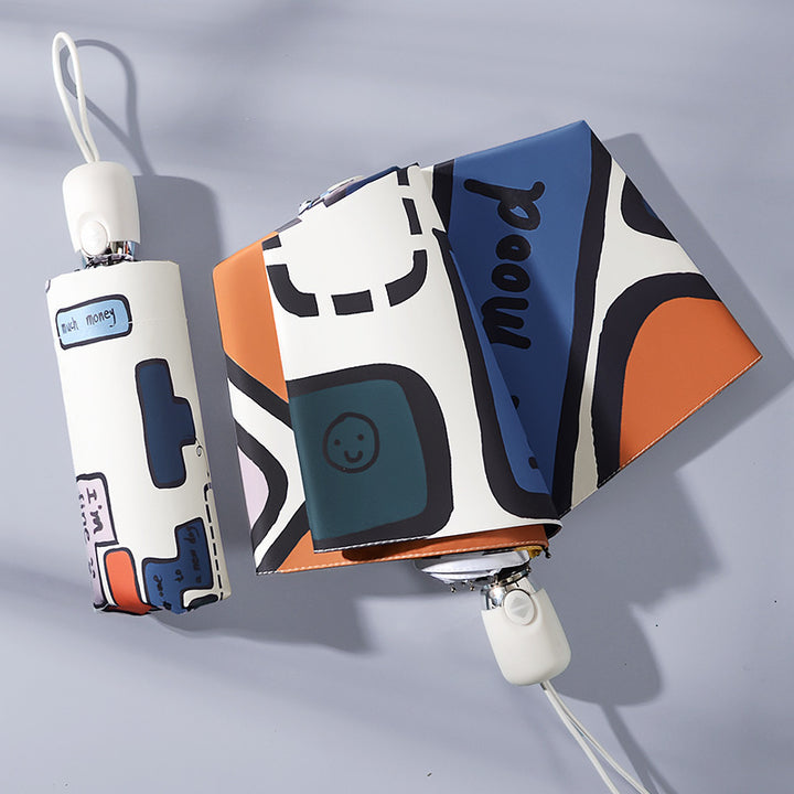 Women's Foldable Umbrella with Unique Graphic Design Bowlift