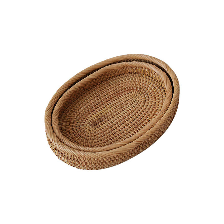 Women's oval decorative basket made of woven natural material Bowlift