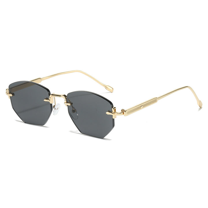 Geometric Frame Sunglasses with Elegant Gold Accents Bowlift