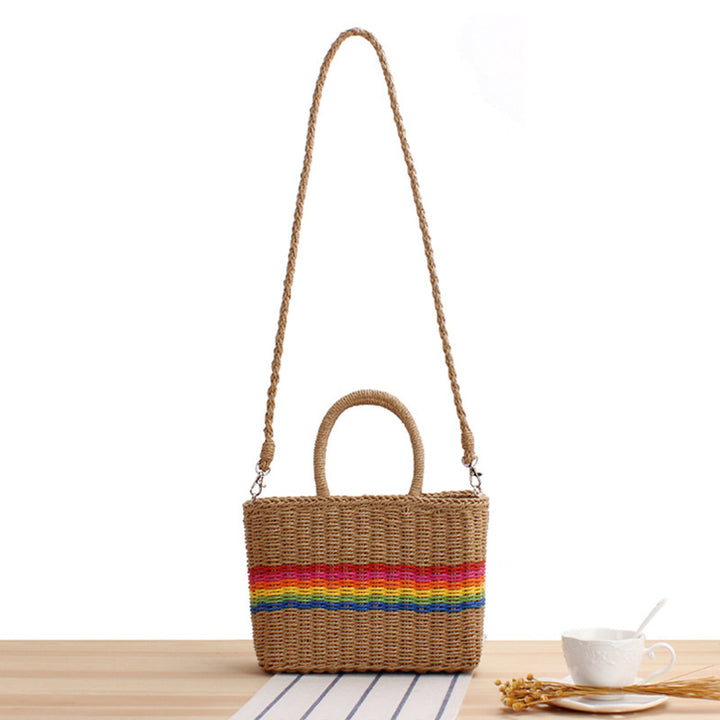 Braided shoulder bag with colorful striped design Bowlift
