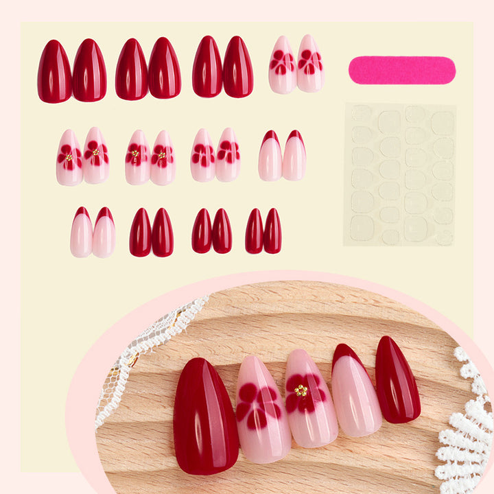 Artistic Floral Press-On Nail Set Bowlift 1788495052