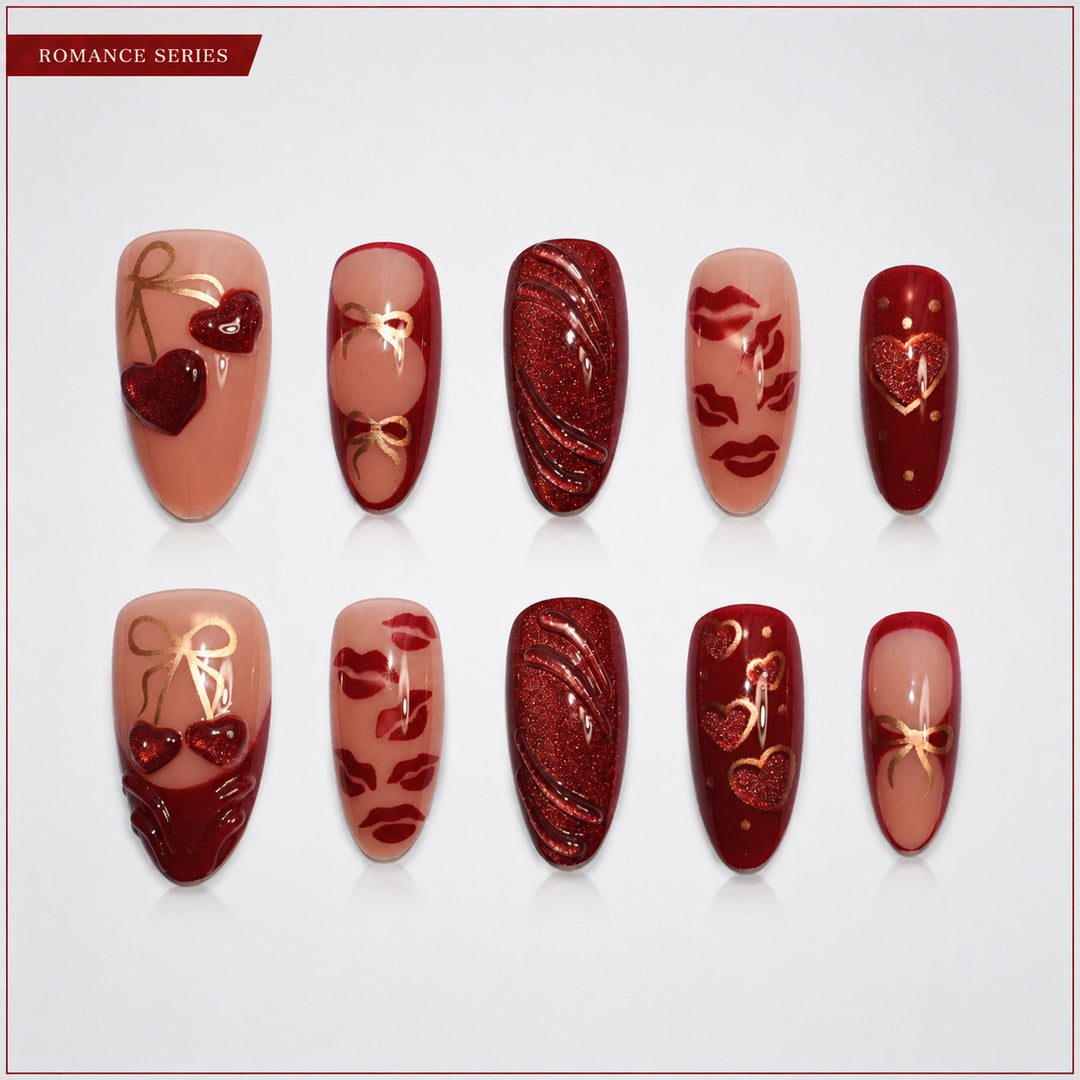 Artificial nails with romantic design Bowlift