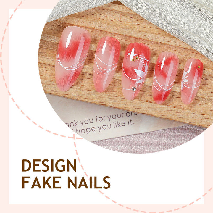 Acrylic nail set with elegant ombre design and floral accent Bowlift