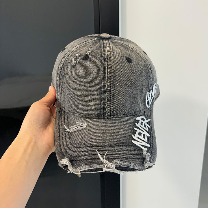 Women's Distressed Denim Baseball Cap Bowlift 1784084111