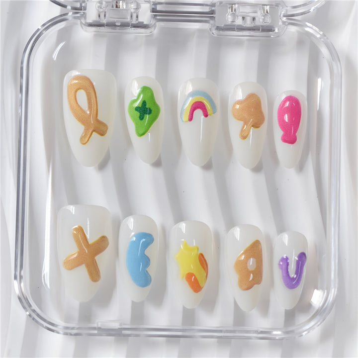Artistic Cartoon-Themed Press-On Nail Art Set Bowlift