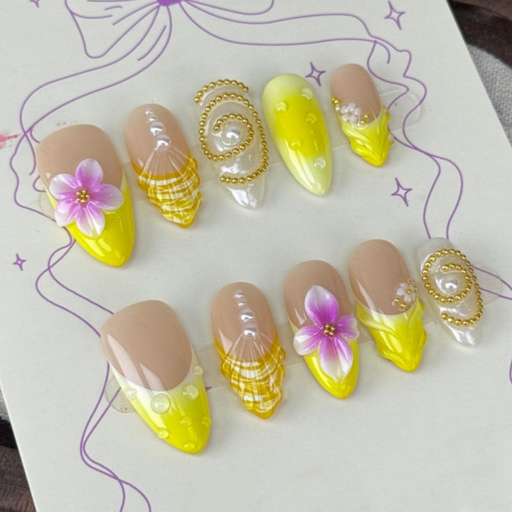 Artistic Designed Press-On Nail Set Bowlift