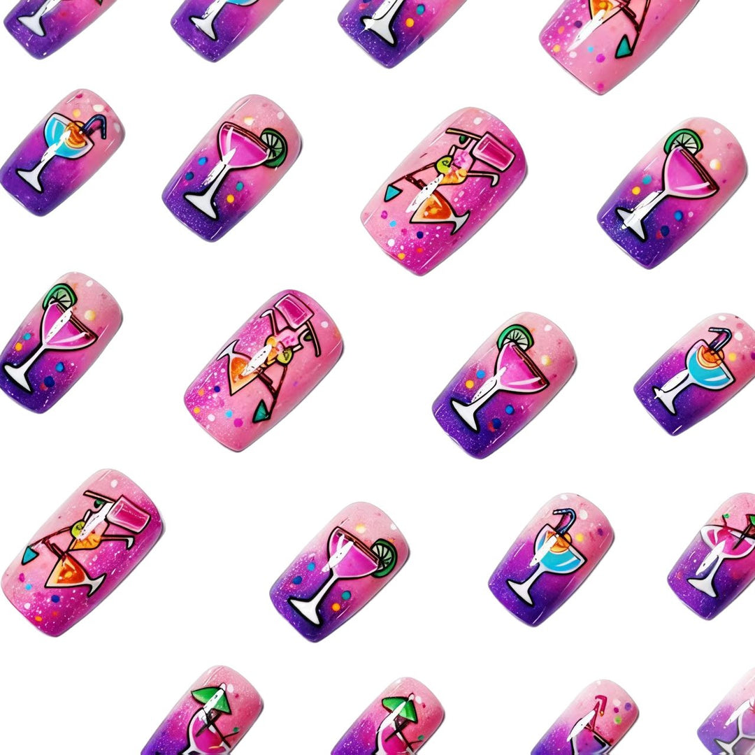 Creative Art Nails with Cheerful Cocktail Design Bowlift