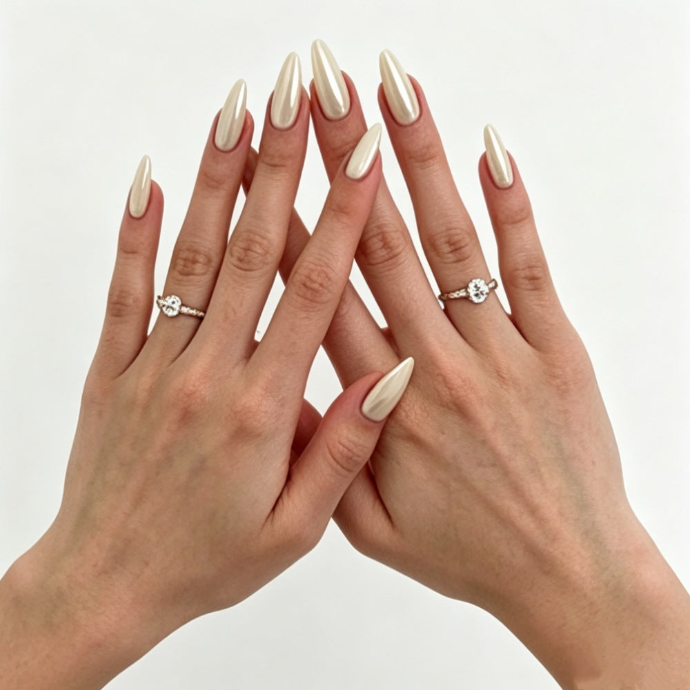 Metallic Almond-Shaped Press-On Nails Bowlift