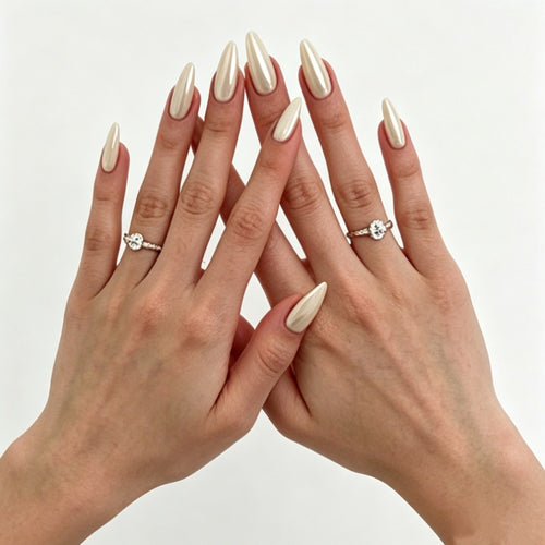 Metallic Almond-Shaped Press-On Nails Bowlift