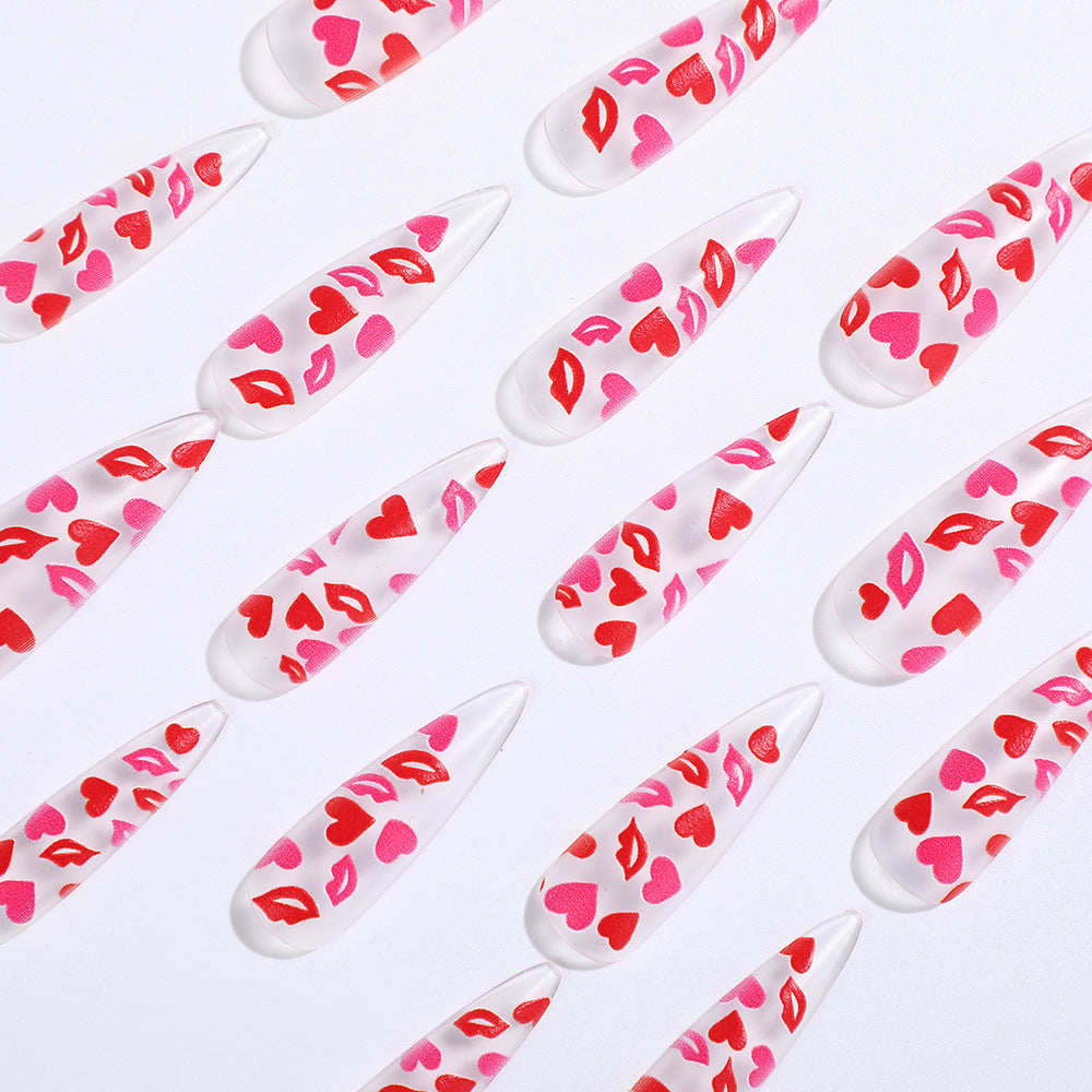 Artificial nail tips with heart motifs Bowlift