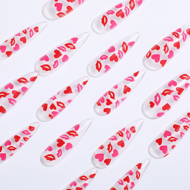 Artificial nail tips with heart motifs Bowlift