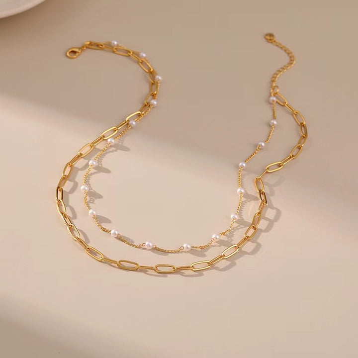 Double Layered Pearl Chain Anklet Bowlift