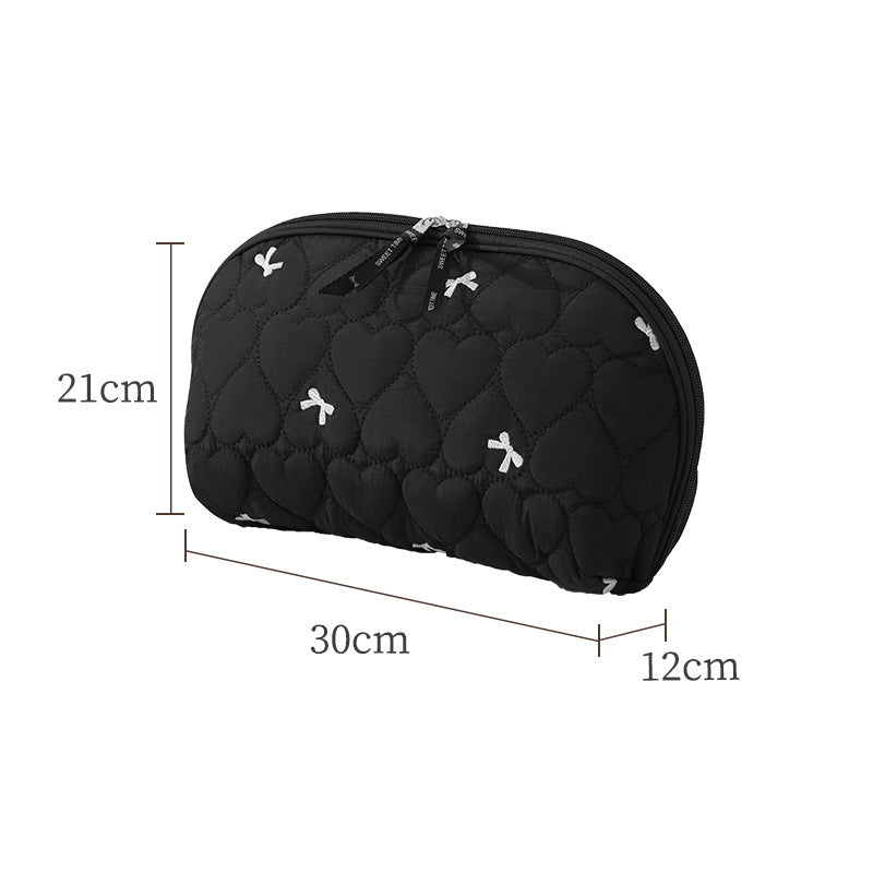 Heart-Quilted Makeup Pouch Bowlift