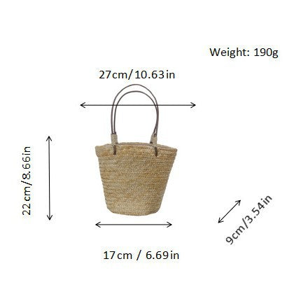 Handmade basket bag with leather handles Bowlift
