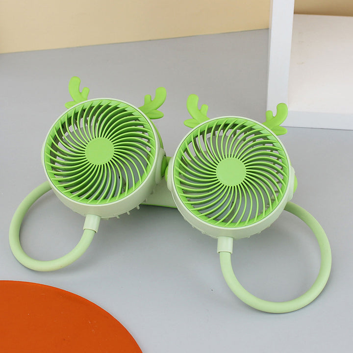 Ladies Portable Neck Fan with Flexible Mount and Dual Fan System Bowlift