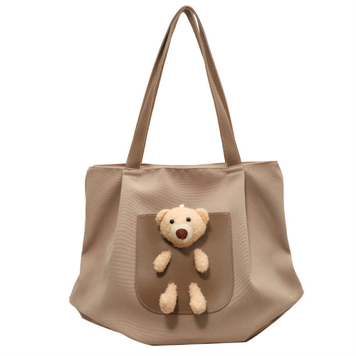 Cute Plush Bear Pocket Tote Bowlift