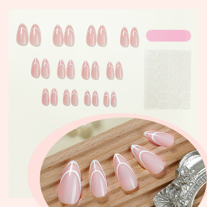 Designer Press-On Nail Set with Elegant Geometric Patterns Bowlift