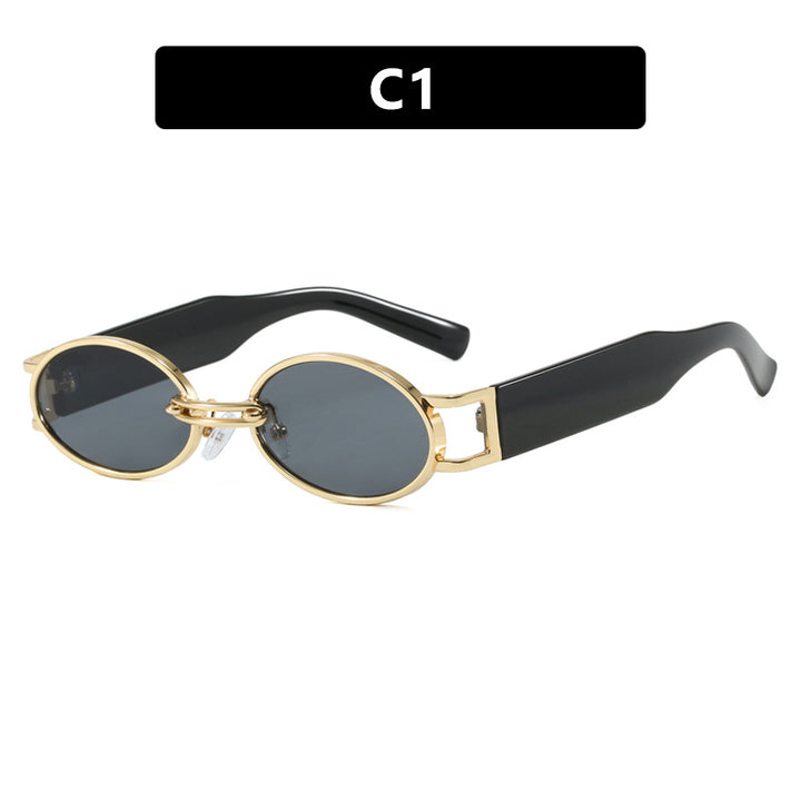 Women oval-shaped sunglasses with golden accents and stylish frame Bowlift