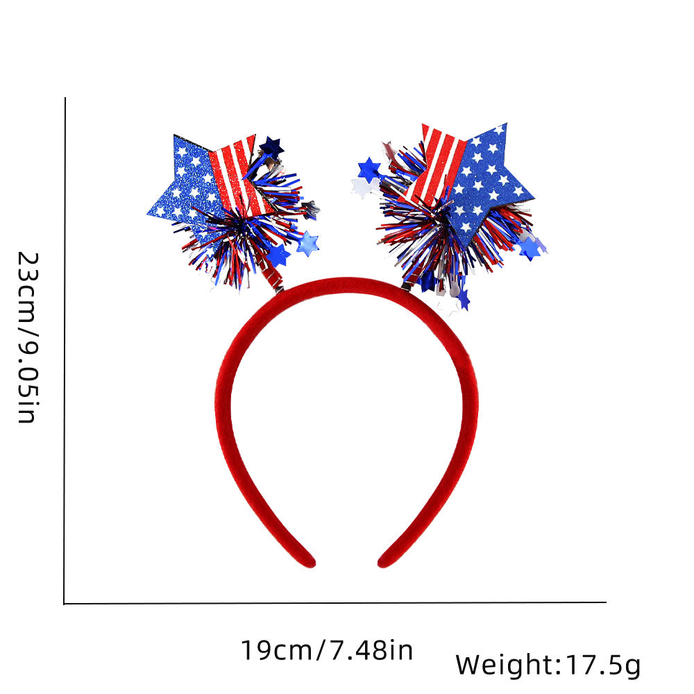 Unisex nan patriotic party headband with star pom poms and flag pendants Bowlift
