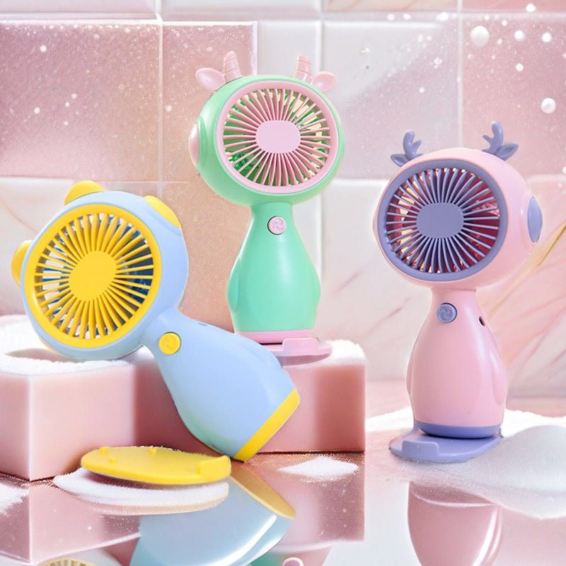 Women Portable Mini Fan with Animal Ears Bowlift