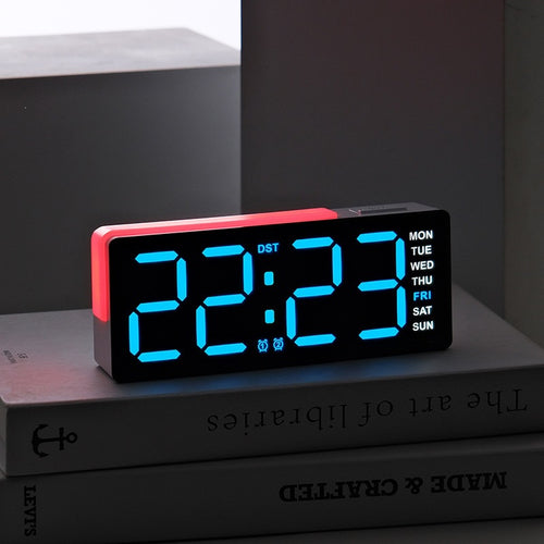 Digital LED Alarm Clock with Integrated Temperature and Day of Week Display Bowlift