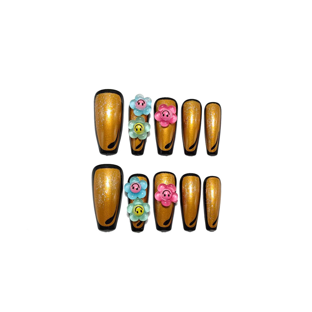 Artificial nails with floral 3D applications Bowlift