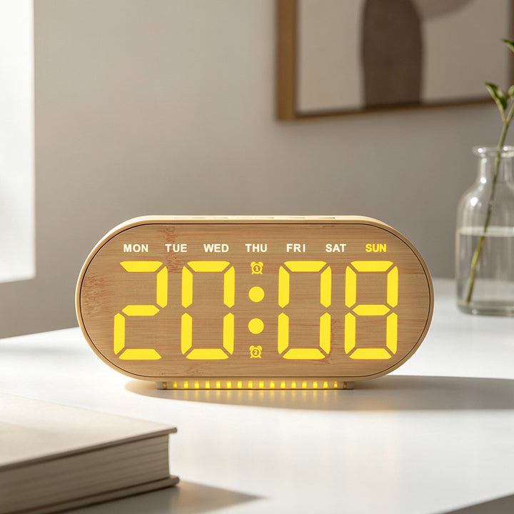 Digital Light Alarm Clock with Temperature Display Bowlift
