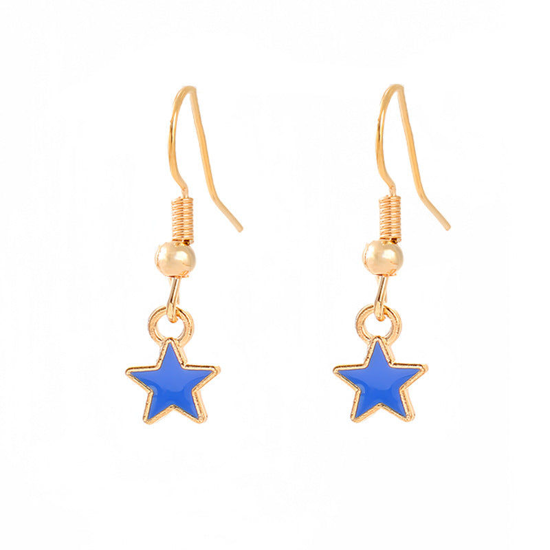 Ladies enamel earrings horseshoe with star stripe motif Bowlift