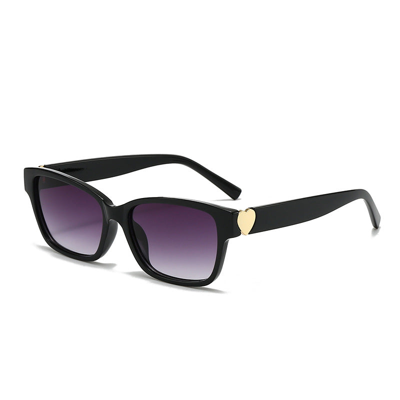 Women's fashionable square sunglasses with heart accents Bowlift