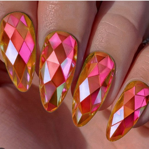Artistic Press-On Nail Set with Geometric Design Bowlift