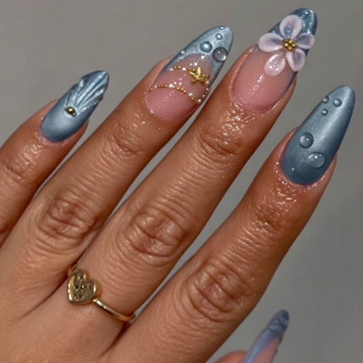 Decorative Press-On Nail Art Set with Gem Accents Bowlift