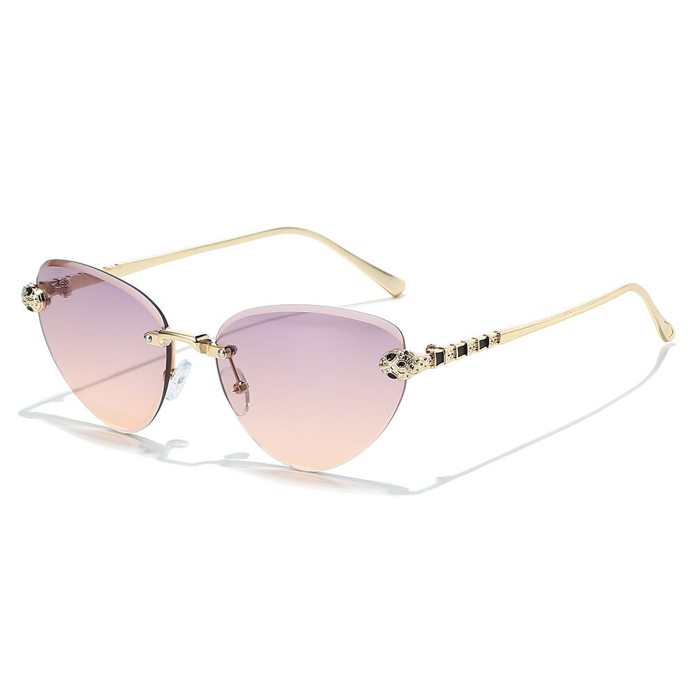 Designer Cat-Eye Sunglasses with Decorative Accents Bowlift