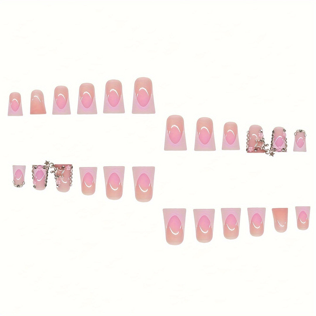 Glamorous 3D Press-On Nail Set with Star Accents Bowlift
