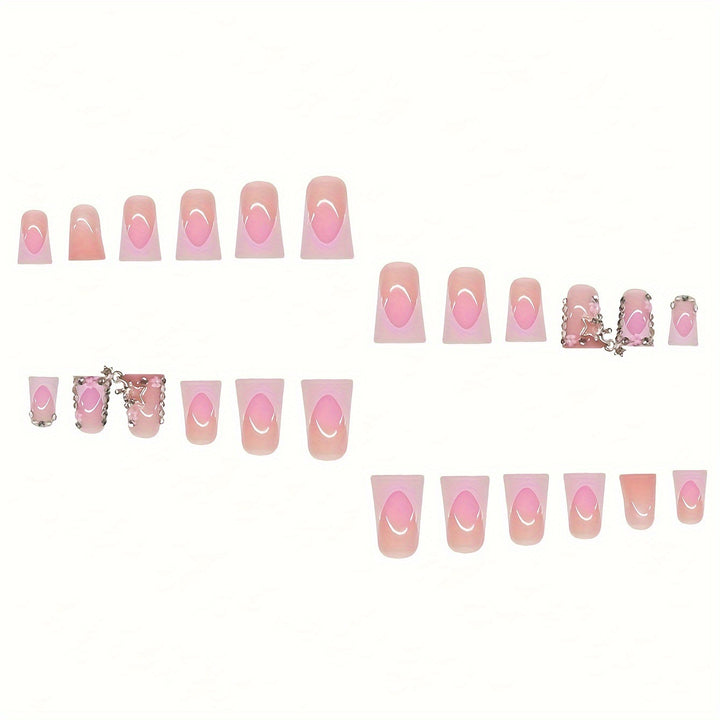 Glamorous 3D Press-On Nail Set with Star Accents Bowlift